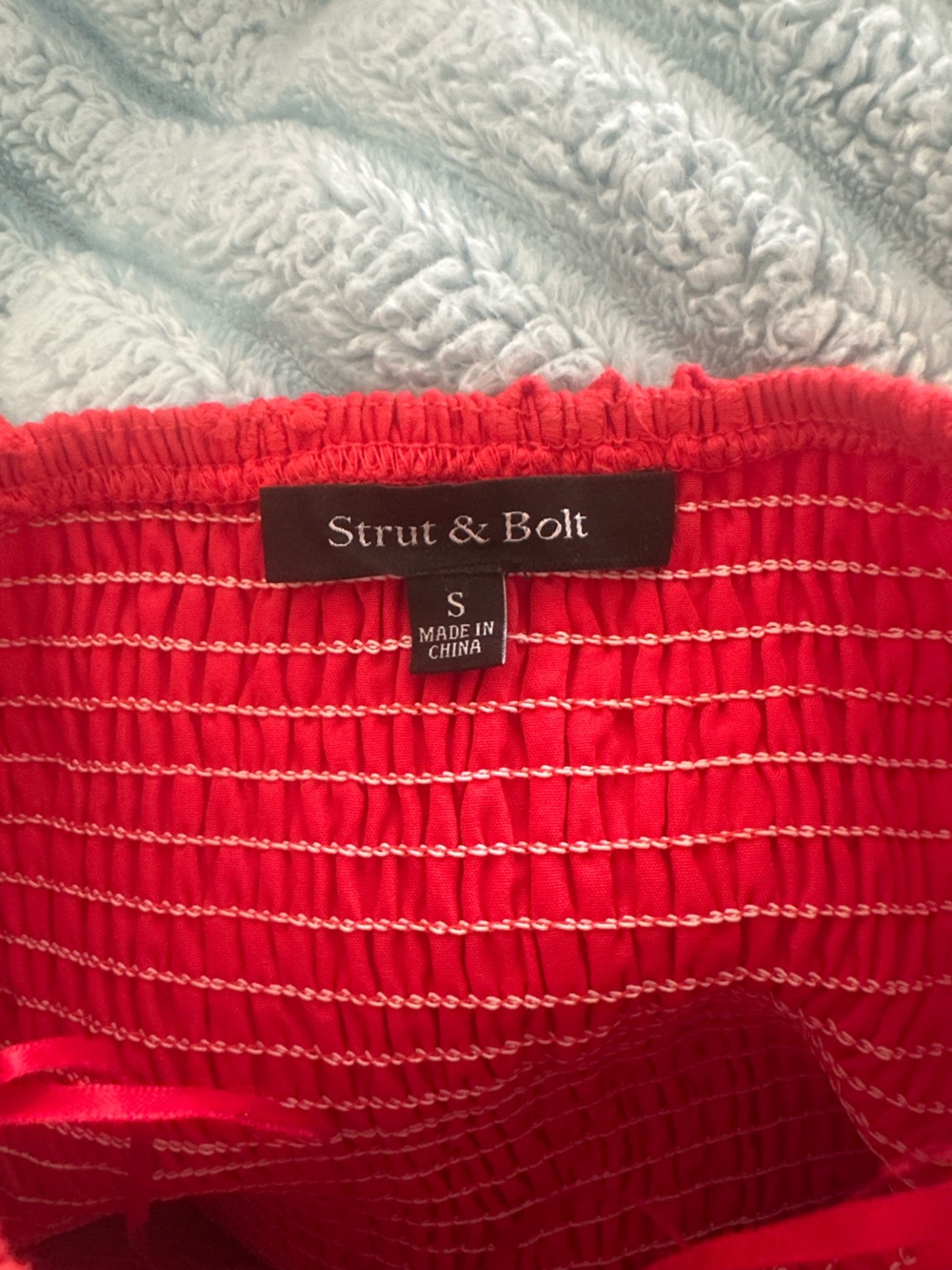 Red Strapless Eyelet Midi Dress - Picture 4 of 4